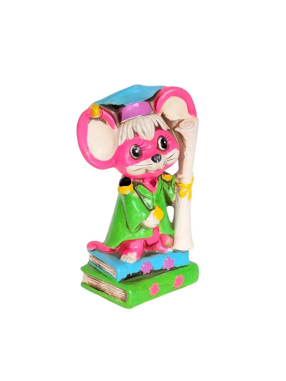 1968 Vintage Holiday Fair Ceramic Piggy Bank - Mouse with Diploma